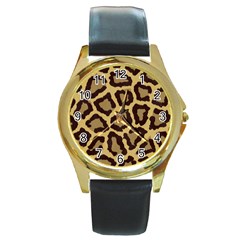 Leopard Round Gold Metal Watch by BangZart