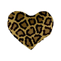 Leopard Standard 16  Premium Flano Heart Shape Cushions by BangZart