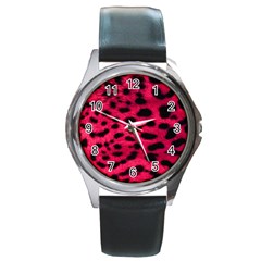 Leopard Skin Round Metal Watch by BangZart