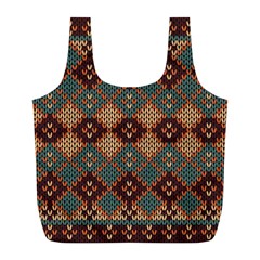 Knitted Pattern Full Print Recycle Bags (l)  by BangZart