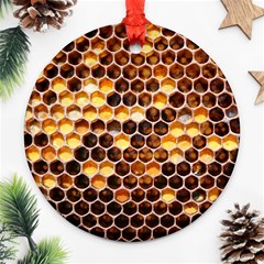 Honey Honeycomb Pattern Ornament (round) by BangZart