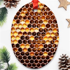 Honey Honeycomb Pattern Ornament (oval) by BangZart