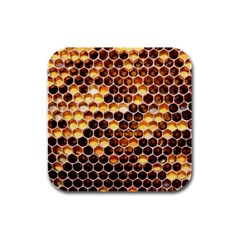 Honey Honeycomb Pattern Rubber Square Coaster (4 Pack)  by BangZart