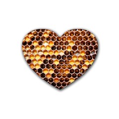 Honey Honeycomb Pattern Heart Coaster (4 Pack)  by BangZart