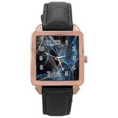 Fractal Tangled Minds Rose Gold Leather Watch  by BangZart