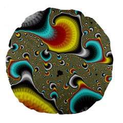 Fractals Random Bluray Large 18  Premium Flano Round Cushions by BangZart