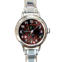 Fractal Swirls Round Italian Charm Watch by BangZart