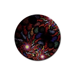 Fractal Swirls Rubber Round Coaster (4 Pack) 