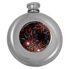 Fractal Swirls Round Hip Flask (5 Oz) by BangZart