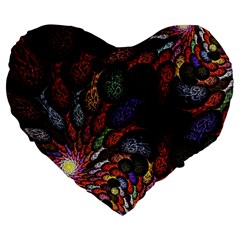 Fractal Swirls Large 19  Premium Flano Heart Shape Cushions by BangZart