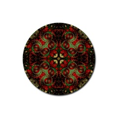 Fractal Kaleidoscope Rubber Round Coaster (4 Pack) 