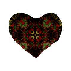 Fractal Kaleidoscope Standard 16  Premium Heart Shape Cushions by BangZart