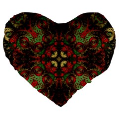 Fractal Kaleidoscope Large 19  Premium Flano Heart Shape Cushions by BangZart