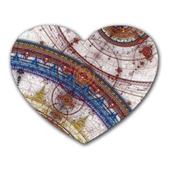 Fractal Circles Heart Mousepads by BangZart