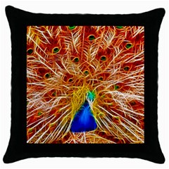 Fractal Peacock Art Throw Pillow Case (black) by BangZart