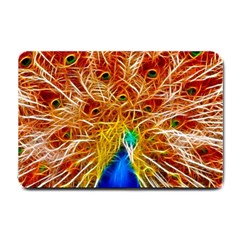 Fractal Peacock Art Small Doormat  by BangZart