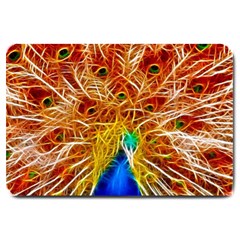 Fractal Peacock Art Large Doormat  by BangZart