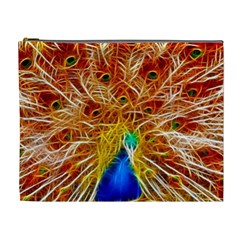 Fractal Peacock Art Cosmetic Bag (xl) by BangZart