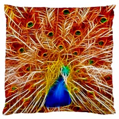 Fractal Peacock Art Large Cushion Case (one Side) by BangZart