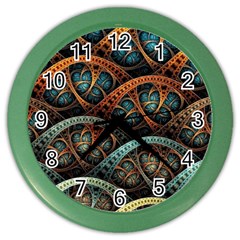 Fractal Art Pattern Flower Art Background Clored Color Wall Clocks by BangZart