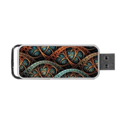 Fractal Art Pattern Flower Art Background Clored Portable Usb Flash (two Sides) by BangZart