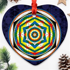 Flower Of Life Universal Mandala Ornament (heart) by BangZart