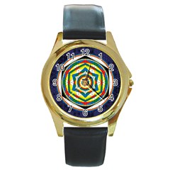 Flower Of Life Universal Mandala Round Gold Metal Watch by BangZart