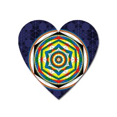 Flower Of Life Universal Mandala Heart Magnet by BangZart