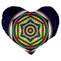 Flower Of Life Universal Mandala Large 19  Premium Flano Heart Shape Cushions by BangZart