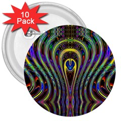 Curves Color Abstract 3  Buttons (10 Pack)  by BangZart