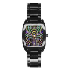 Curves Color Abstract Stainless Steel Barrel Watch by BangZart