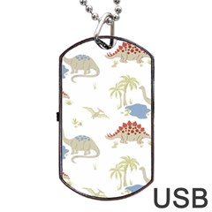 Dinosaur Art Pattern Dog Tag Usb Flash (one Side) by BangZart