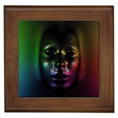 Digital Art Psychedelic Face Skull Color Framed Tiles by BangZart