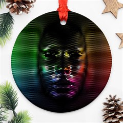 Digital Art Psychedelic Face Skull Color Ornament (round) by BangZart