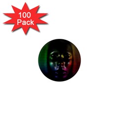 Digital Art Psychedelic Face Skull Color 1  Mini Magnets (100 Pack)  by BangZart