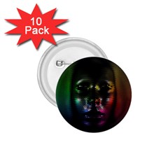 Digital Art Psychedelic Face Skull Color 1 75  Buttons (10 Pack) by BangZart