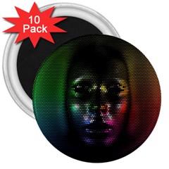 Digital Art Psychedelic Face Skull Color 3  Magnets (10 Pack)  by BangZart