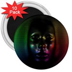 Digital Art Psychedelic Face Skull Color 3  Magnets (10 pack)  Front