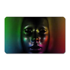 Digital Art Psychedelic Face Skull Color Magnet (rectangular) by BangZart