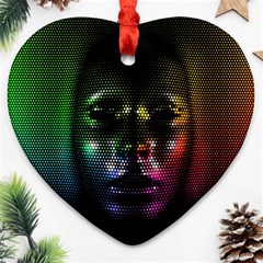 Digital Art Psychedelic Face Skull Color Heart Ornament (two Sides) by BangZart