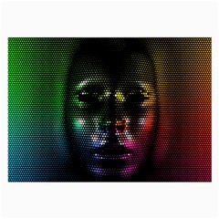 Digital Art Psychedelic Face Skull Color Large Glasses Cloth (2-side) by BangZart