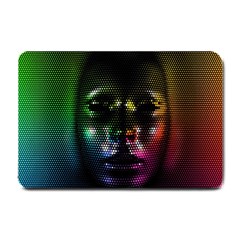 Digital Art Psychedelic Face Skull Color Small Doormat  by BangZart