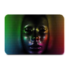 Digital Art Psychedelic Face Skull Color Plate Mats by BangZart