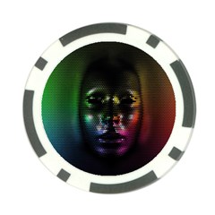 Digital Art Psychedelic Face Skull Color Poker Chip Card Guard by BangZart