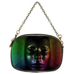 Digital Art Psychedelic Face Skull Color Chain Purses (one Side)  by BangZart