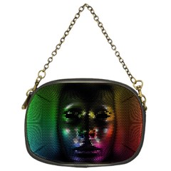 Digital Art Psychedelic Face Skull Color Chain Purses (two Sides)  by BangZart