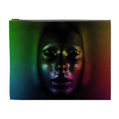 Digital Art Psychedelic Face Skull Color Cosmetic Bag (xl) by BangZart