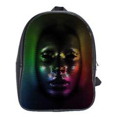 Digital Art Psychedelic Face Skull Color School Bags(large)  by BangZart