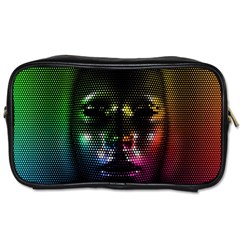 Digital Art Psychedelic Face Skull Color Toiletries Bags 2-side by BangZart