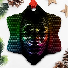 Digital Art Psychedelic Face Skull Color Snowflake Ornament (two Sides) by BangZart